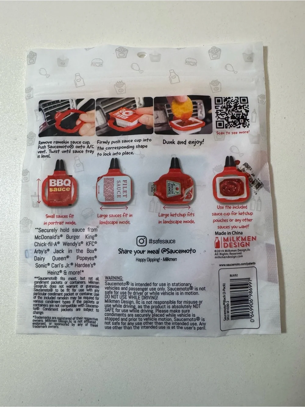 Universal Black Car Vent Sauce Holder - Fits Most Sauce Cups
